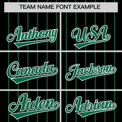 Black Kelly Green Pinstripe Two-Tone Baseball Jersey 3