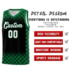 Black Kelly Green Plaid Pattern Basketball Jersey Uniform 2