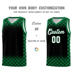 Black Kelly Green Plaid Pattern Basketball Jersey Uniform 3