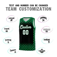 Black Kelly Green Plaid Pattern Basketball Jersey Uniform 4