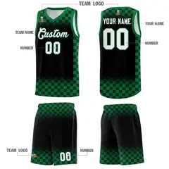 Black Kelly Green Plaid Pattern Basketball Jersey Uniform 5