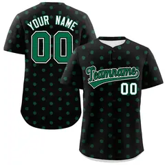 Black Kelly Green Polka Dot Graffiti Baseball Jersey 1