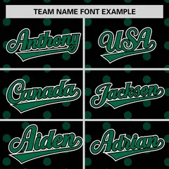 Black Kelly Green Polka Dot Graffiti Baseball Jersey 3