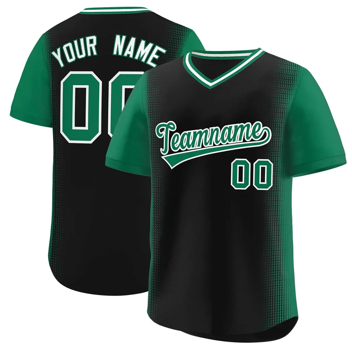 Black Kelly Green Raglan Pullover Authentic Baseball Jersey