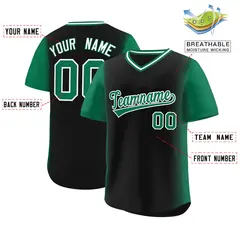 Black Kelly Green Raglan Pullover Authentic Baseball Jersey 2