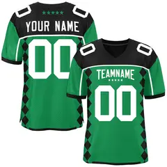 Black Kelly Green Raglan Side Blocks Football Jersey 1