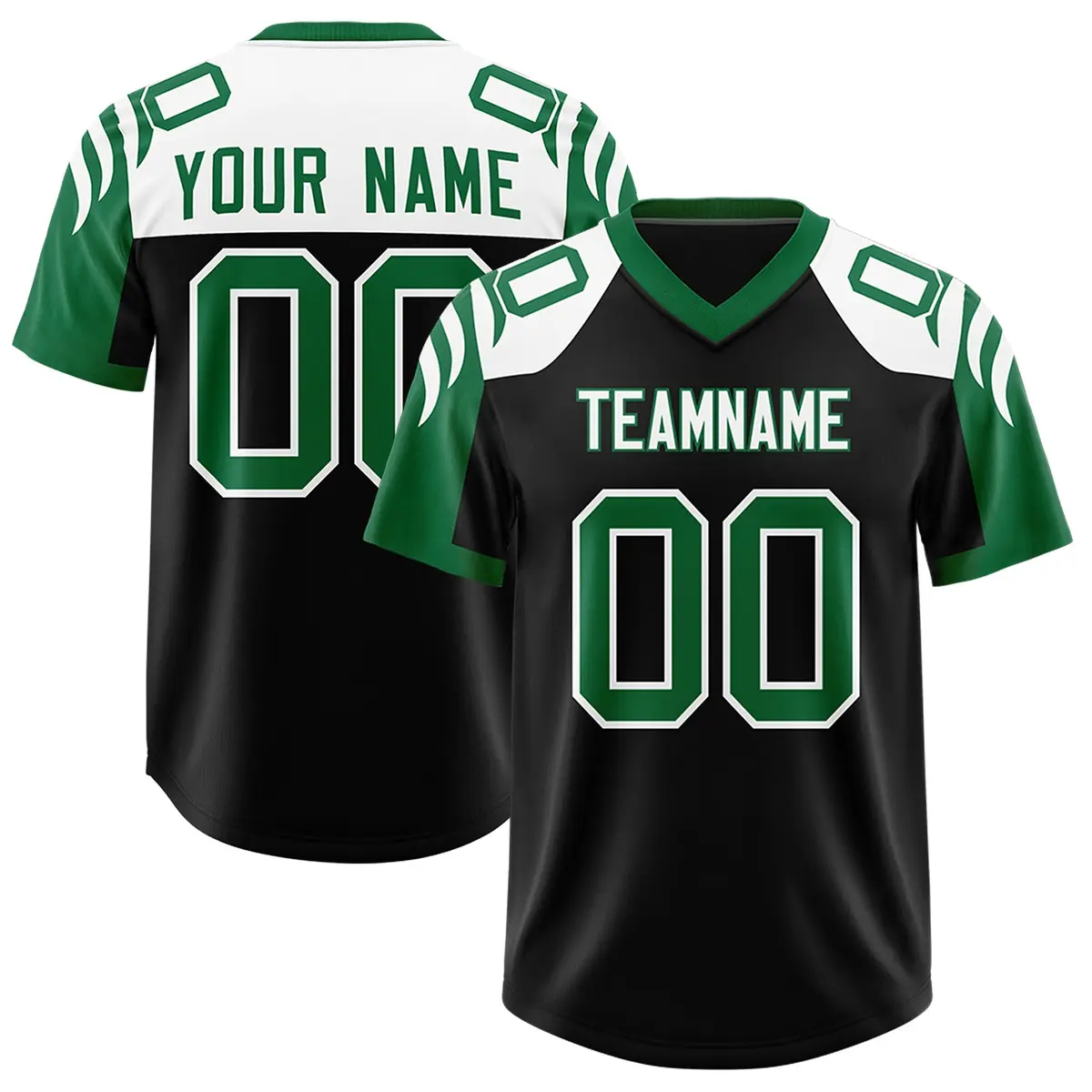 Black Kelly Green Raglan Sleeves Authentic Football Jersey