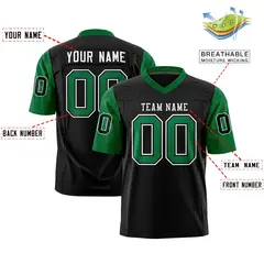 Black Kelly Green Raglan Sleeves Authentic Football Jersey 2