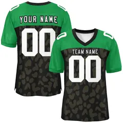 Black Kelly Green Raglan Sleeves Camo Football Jersey