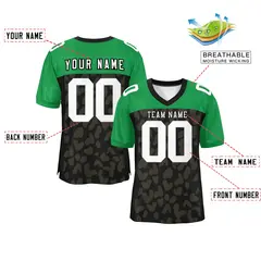 Black Kelly Green Raglan Sleeves Camo Football Jersey 2