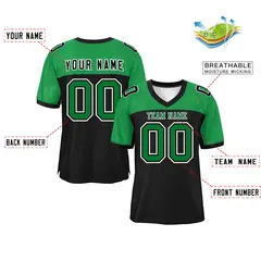 Black-Kelly Green Raglan Sleeves Football Jersey 2