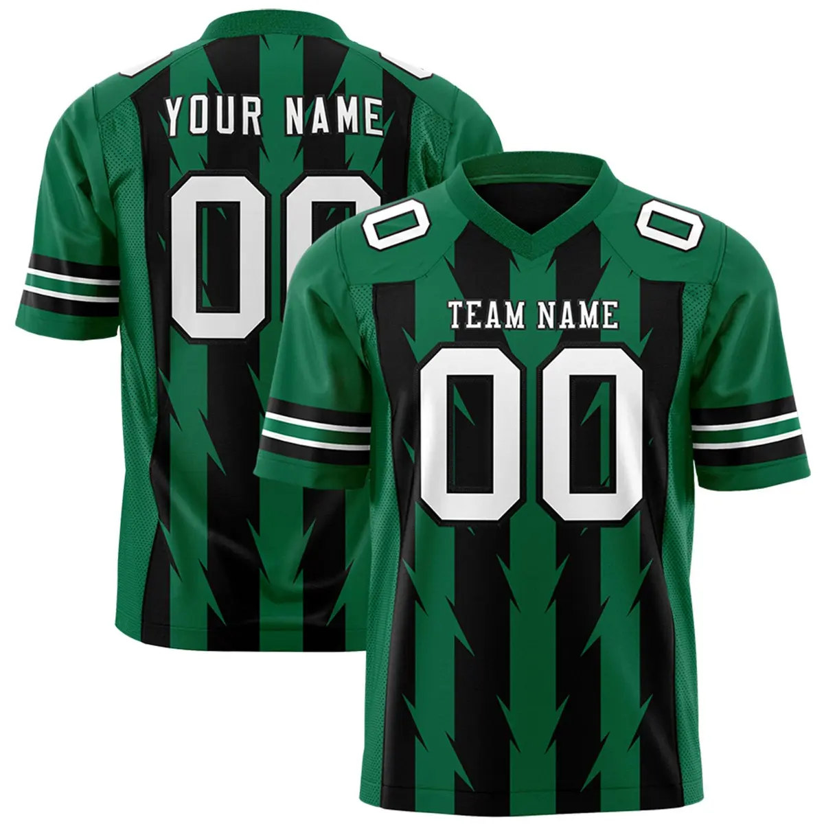 Black Kelly Green Razr Stripe Graffiti Flag Football Jersey