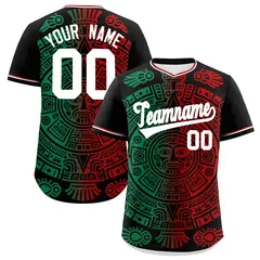 Black Kelly Green Red Graffiti Mexican Style Baseball Jersey 1