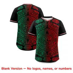 Black Kelly Green Red Graffiti Mexican Style Baseball Jersey 2