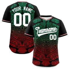 Black Kelly Green Red Graffiti Mexican Style Baseball Jersey 1