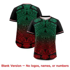 Black Kelly Green Red Graffiti Mexican Style Baseball Jersey 2