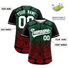 Black Kelly Green Red Graffiti Mexican Style Baseball Jersey 3