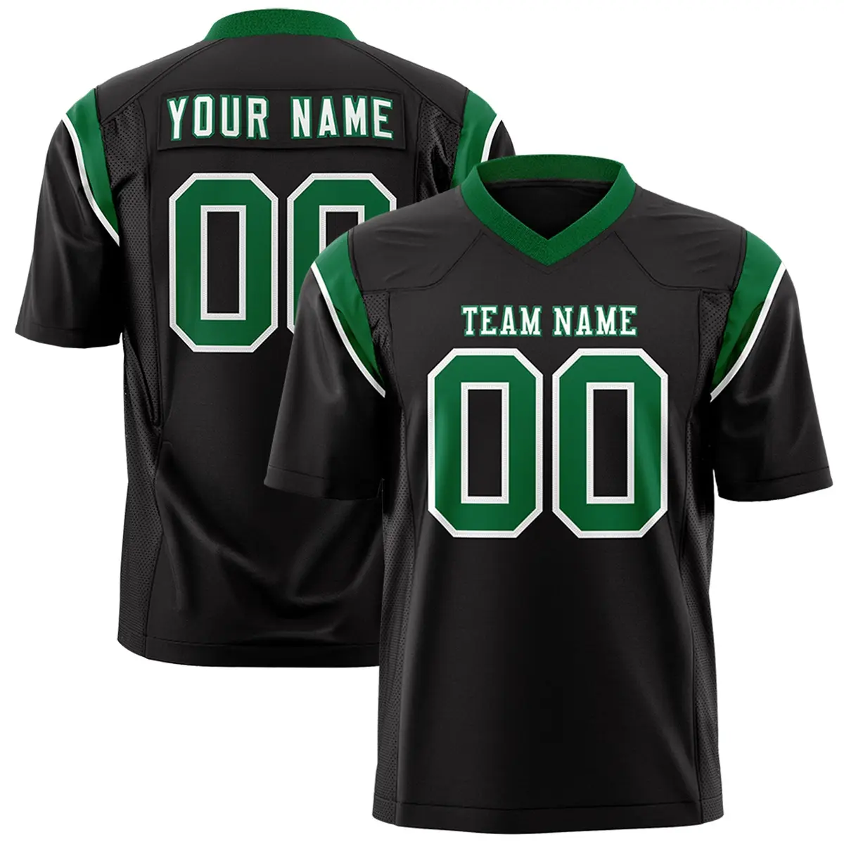 Black Kelly Green Shoulder Cut Two-Tone Flag Football Jersey
