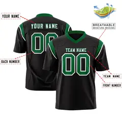 Black Kelly Green Shoulder Cut Two-Tone Flag Football Jersey 2