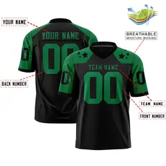 Black Kelly Green Shoulder Star Pattern Flag Football Jersey 2