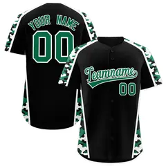 Black Kelly Green Side Camo Baseball Jersey 1