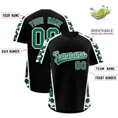 Black Kelly Green Side Camo Baseball Jersey 2