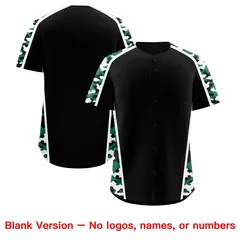Black Kelly Green Side Camo Baseball Jersey 7