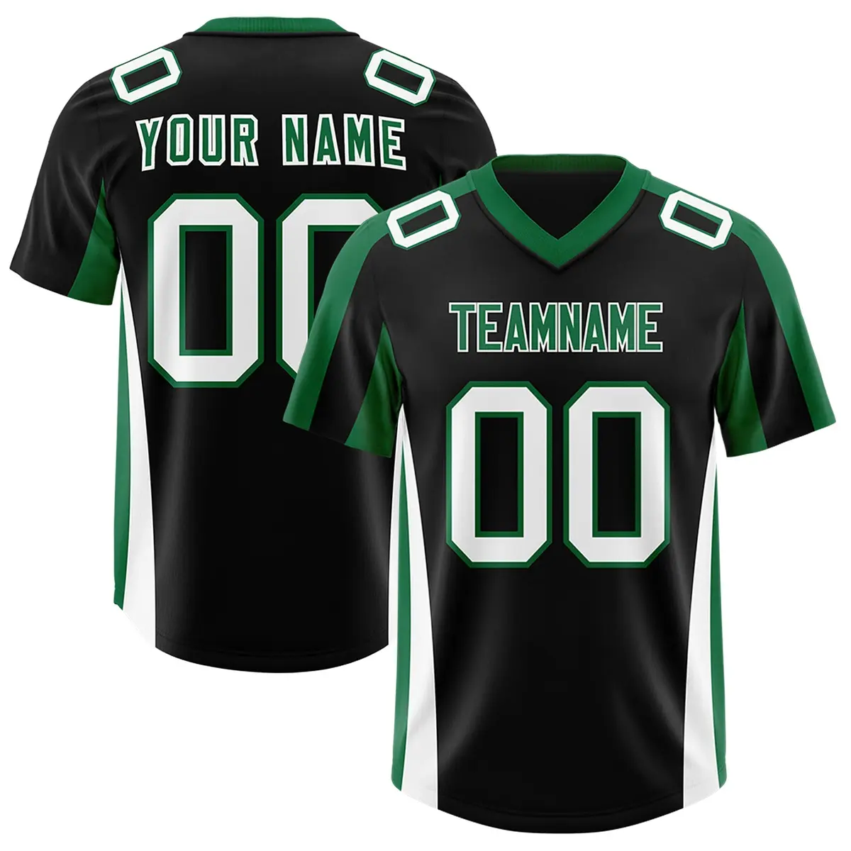 Black Kelly Green Side Stripe Authentic Football Jersey