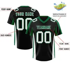 Black Kelly Green Side Stripe Authentic Football Jersey 2