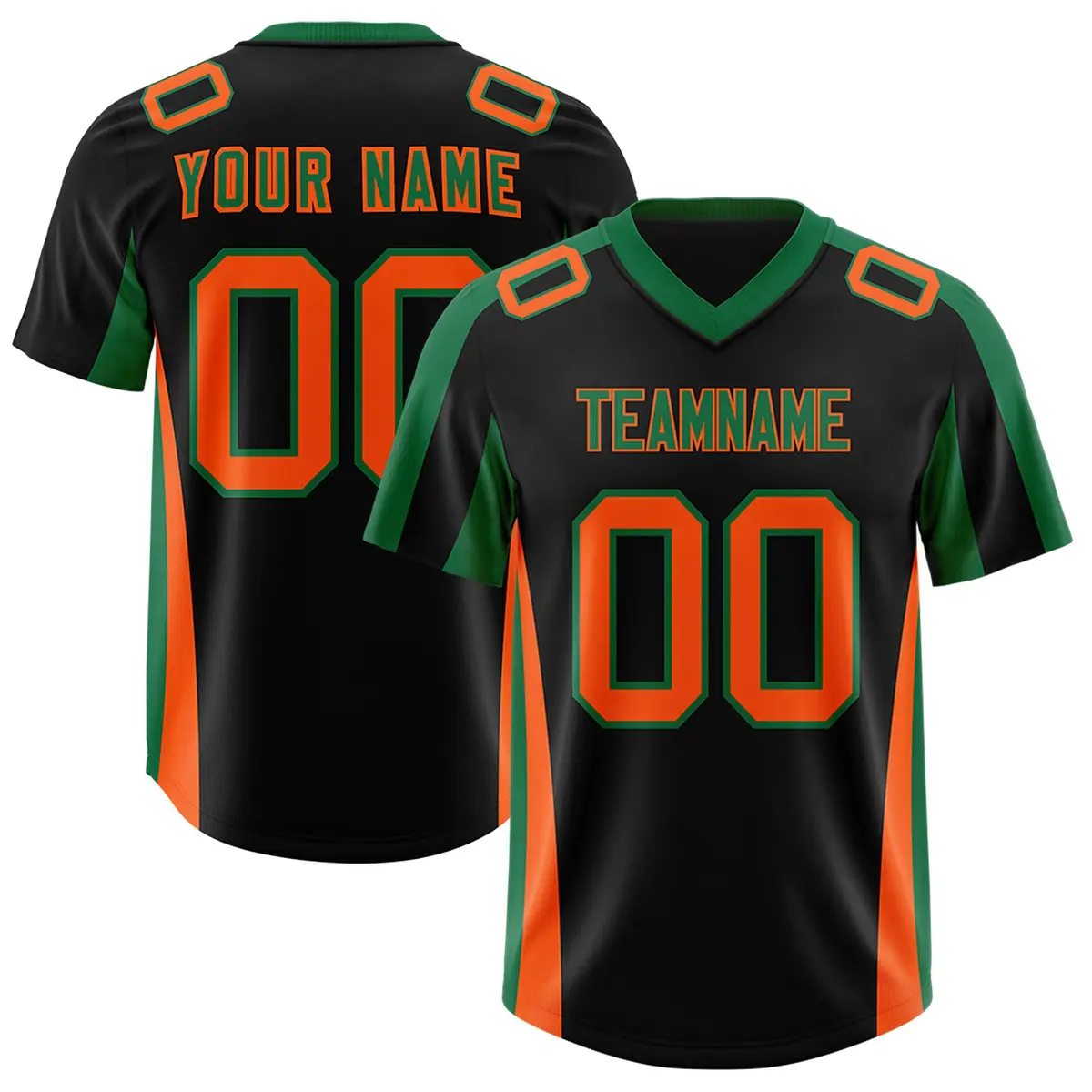 Black Kelly Green Side Stripe Authentic Football Jersey
