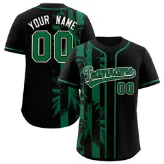 Black Kelly Green Split Coconut Tree Design Baseball Jersey