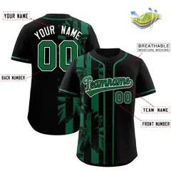 Black Kelly Green Split Coconut Tree Design Baseball Jersey 2
