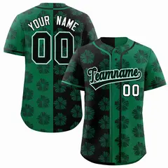 Black Kelly Green Split Flower Graffiti Baseball Jersey 1