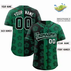 Black Kelly Green Split Flower Graffiti Baseball Jersey 2