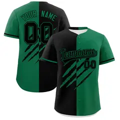 Black Kelly Green Split Tiger Claw Scratch Baseball Jersey 1