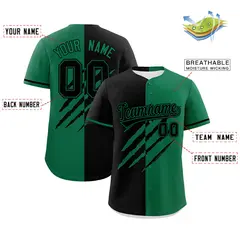 Black Kelly Green Split Tiger Claw Scratch Baseball Jersey 2