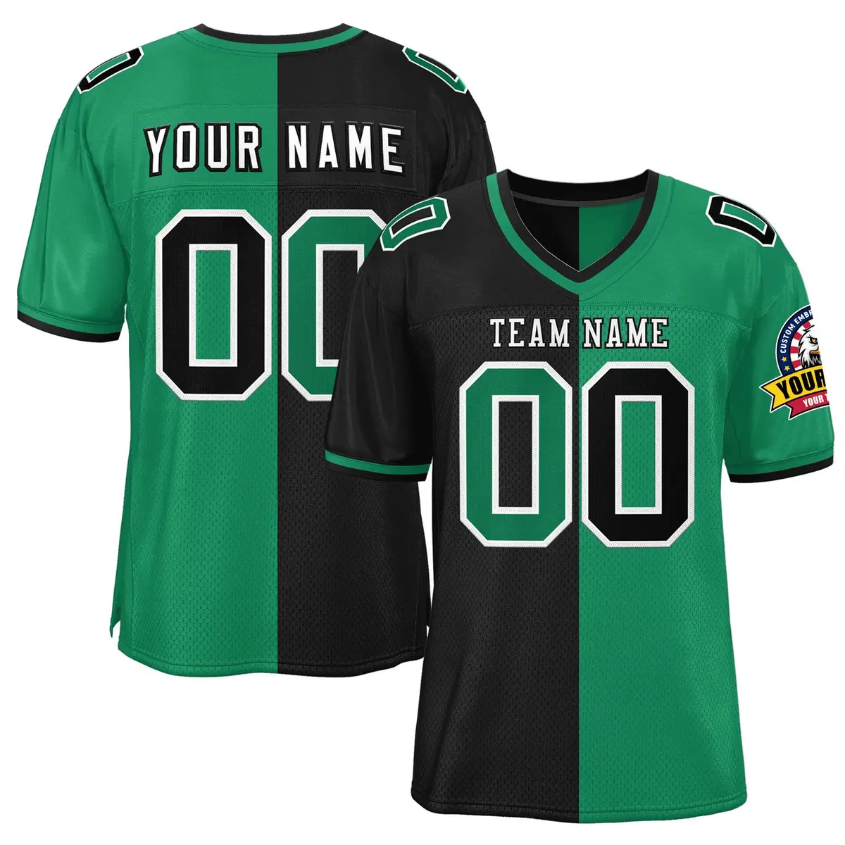 Black Kelly Green Split Two Tone Authentic Football Jersey
