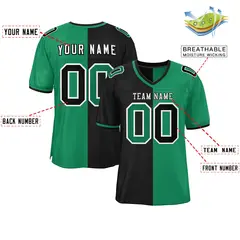 Black Kelly Green Split Two Tone Authentic Football Jersey 2