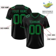 Black Kelly Green Square Neckline Football Jersey 2