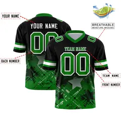 Black Kelly Green Star Gradient Flag Football Jersey 2