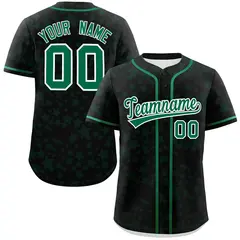 Black Kelly Green Star Graffiti Authentic Baseball Jersey