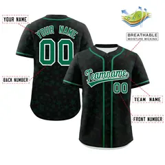 Black Kelly Green Star Graffiti Authentic Baseball Jersey 2
