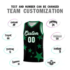 Black Kelly Green Star Print Graffiti Basketball Jersey Sets 4