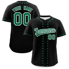 Black Kelly Green Star Ribbing Authentic Baseball Jersey 1