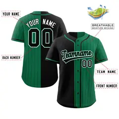 Black Kelly Green Stripe-Solid Combo Baseball Jersey 2
