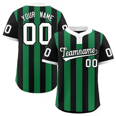 Black Kelly Green Stripe Two-Button Softball Jersey