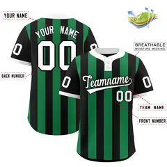 Black Kelly Green Stripe Two-Button Softball Jersey 2