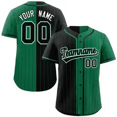 Black Kelly Green Striped Two Tone Authentic Baseball Jersey 1