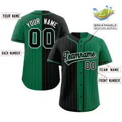 Black Kelly Green Striped Two Tone Authentic Baseball Jersey 2
