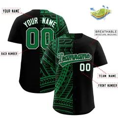 Black Kelly Green Tribal Split Baseball Jersey 2
